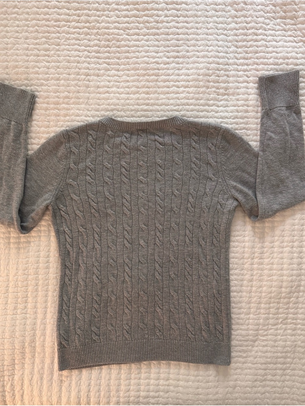 Talbots gray cable-knit crewneck sweater- Size M - Picture 2 of 7